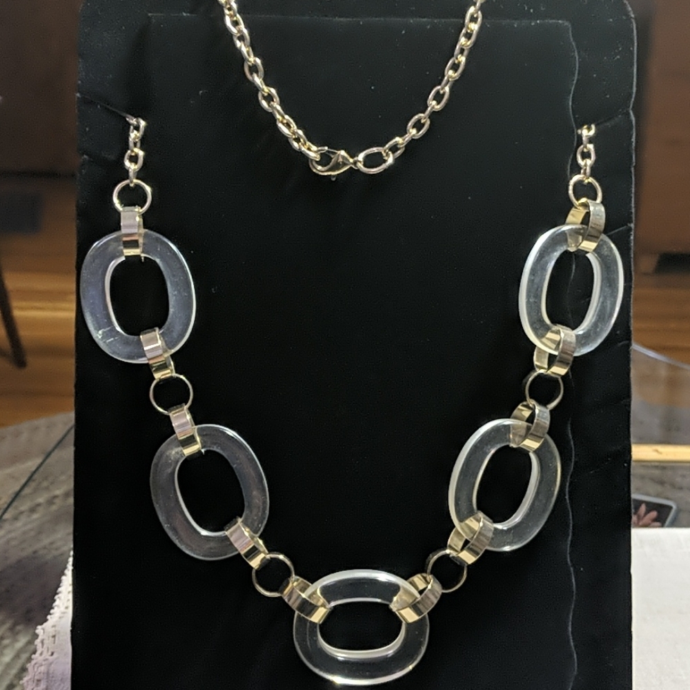 VTG Lucite & Gold Tone Statement Necklace